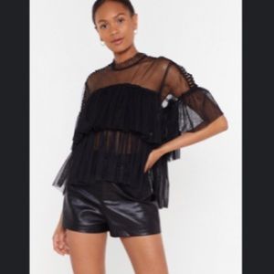Nastygal See You Tonight Mesh Tiered Blouse